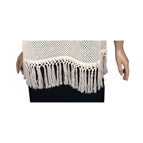 Edun size M Ecru Melange Tech Mesh One Shoulder Tank Top Open Weave Cotton/Nylon - Picture 6 of 6